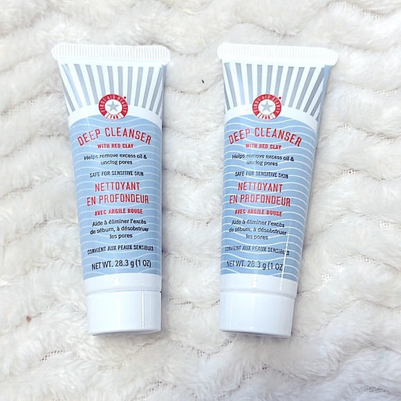 NEW:2pc Deluxe First Aid Beauty Jewel-Red Clay Deep Facial Cleanser Unclog Pours - Picture 2 of 10